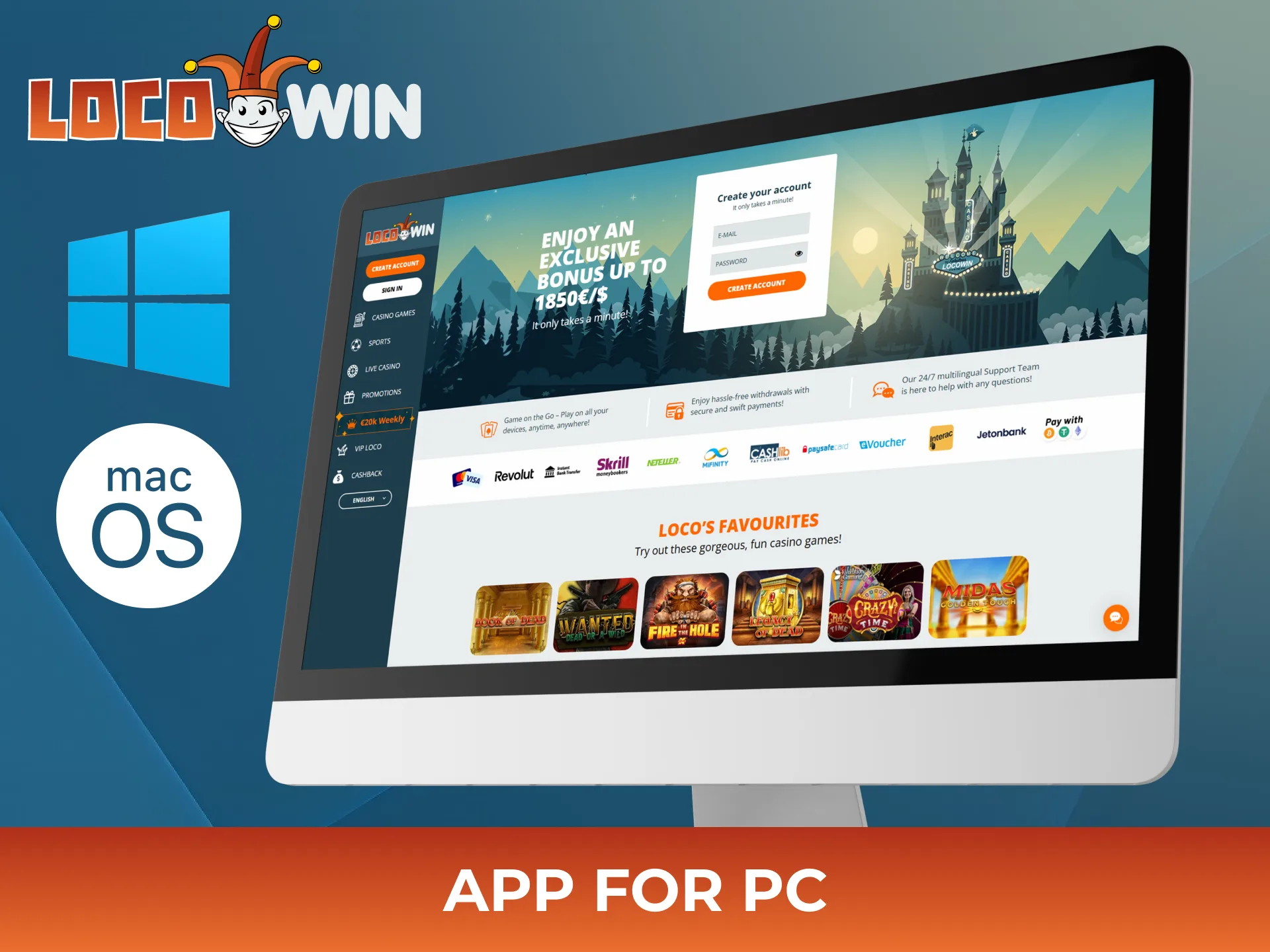 Get fullscreen experience playing at Locowin on your PC.