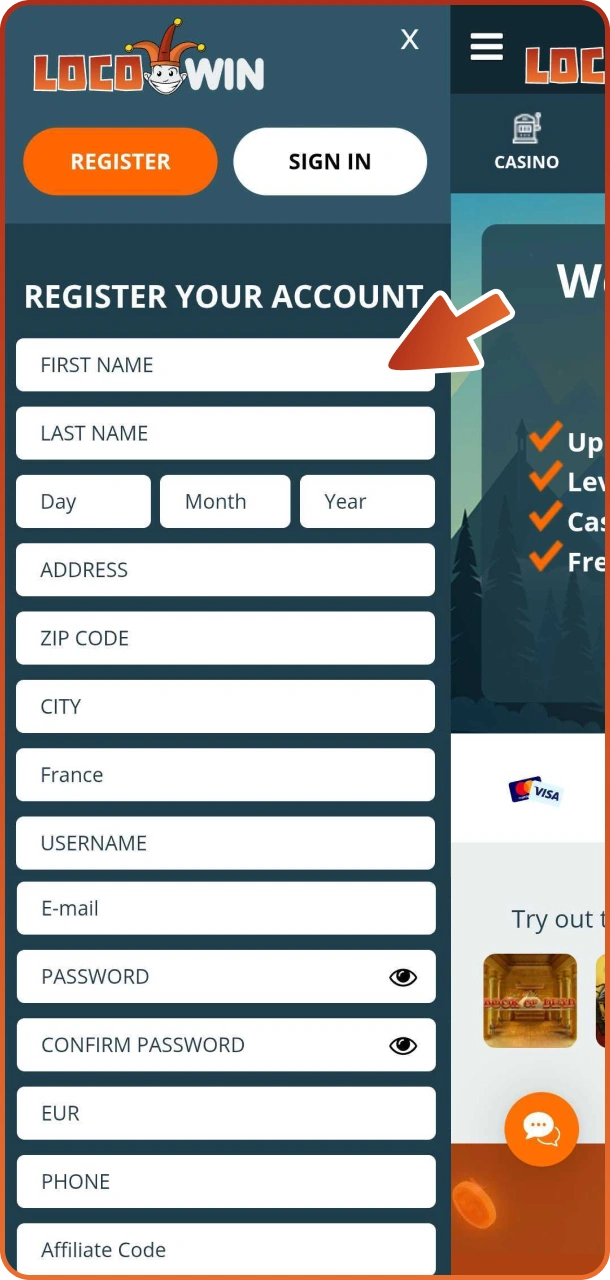 Make your acount at Locowin to start using bonuses.