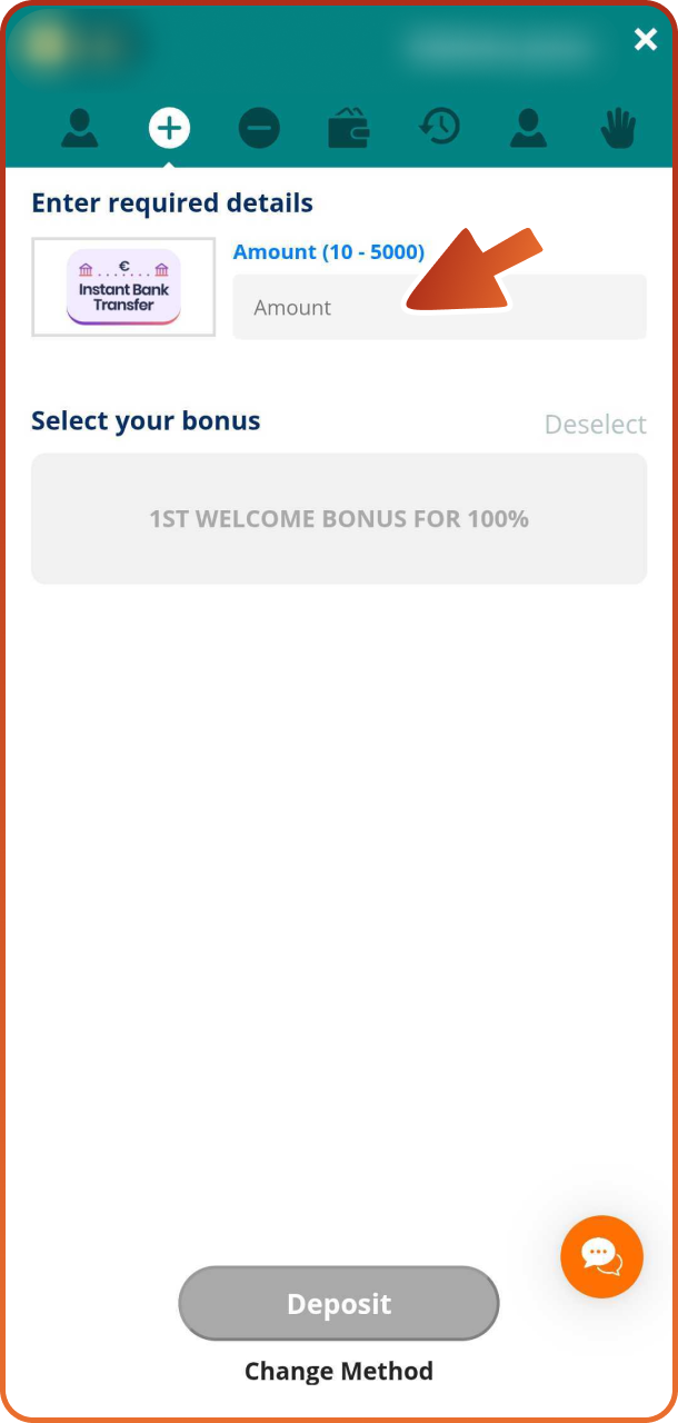 Type in your Locowin deposit amount.