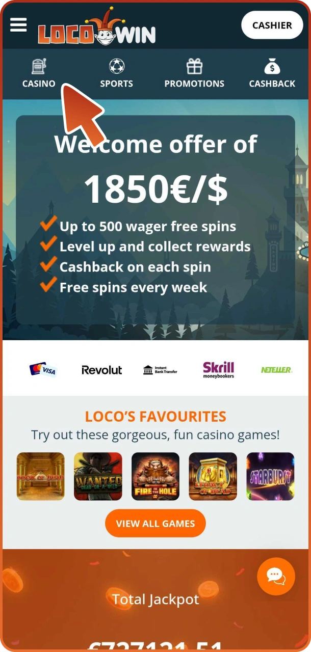 Öppna din Android Locowin-app och börja spela.
