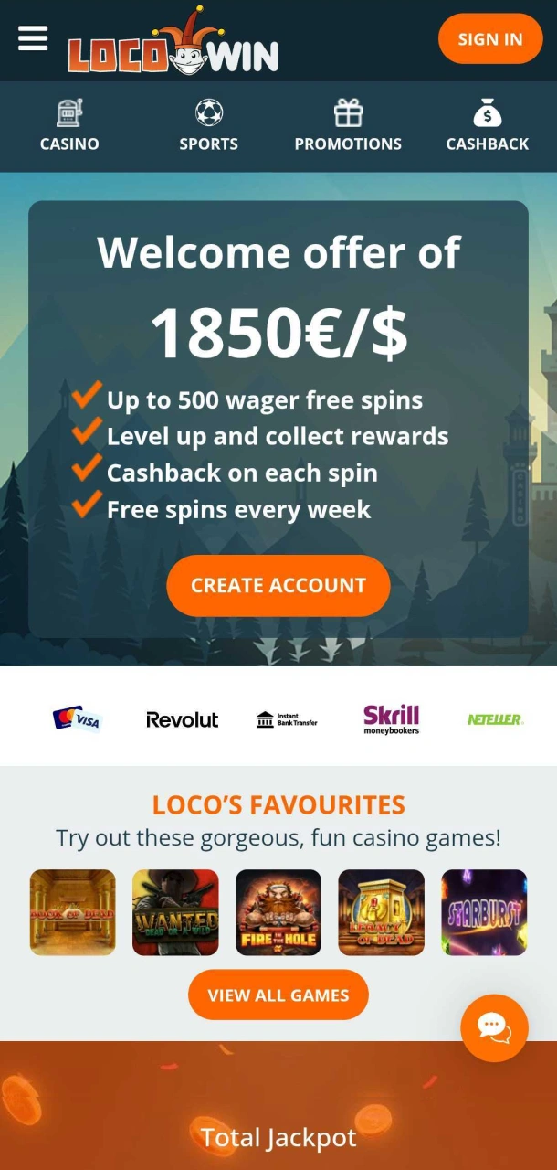 Besök Locowin-appens huvudsida för att se de senaste bonusarna och populära spelen bland användarna.