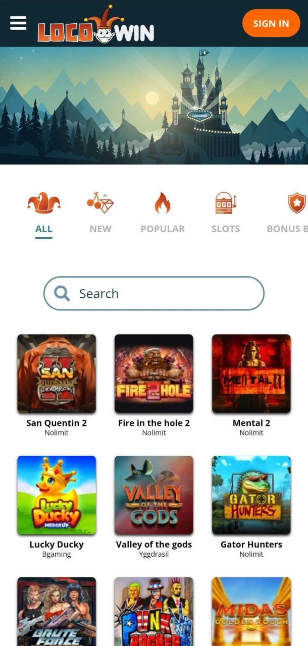 Prova många slots i Locowin-appens casinosektion.