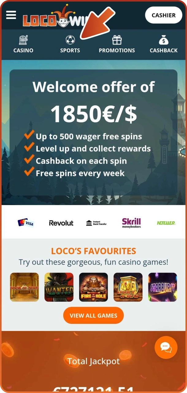 Öppna Locowin PWA iOS-appen och börja spela.