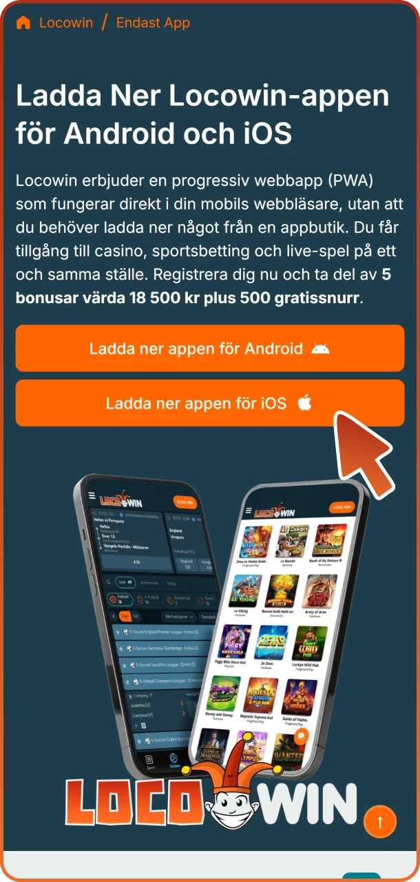 Klicka på den här knappen för att hämta Locowin iOS-appen.