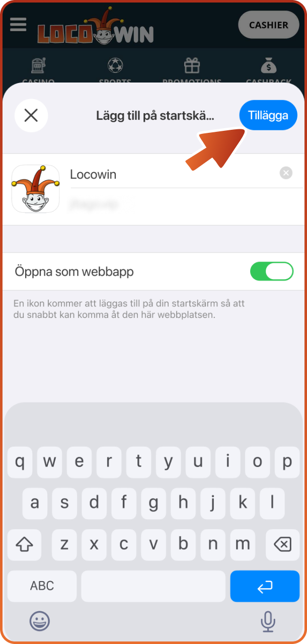 Slutför installationen för att hämta din Locowin iOS-app.