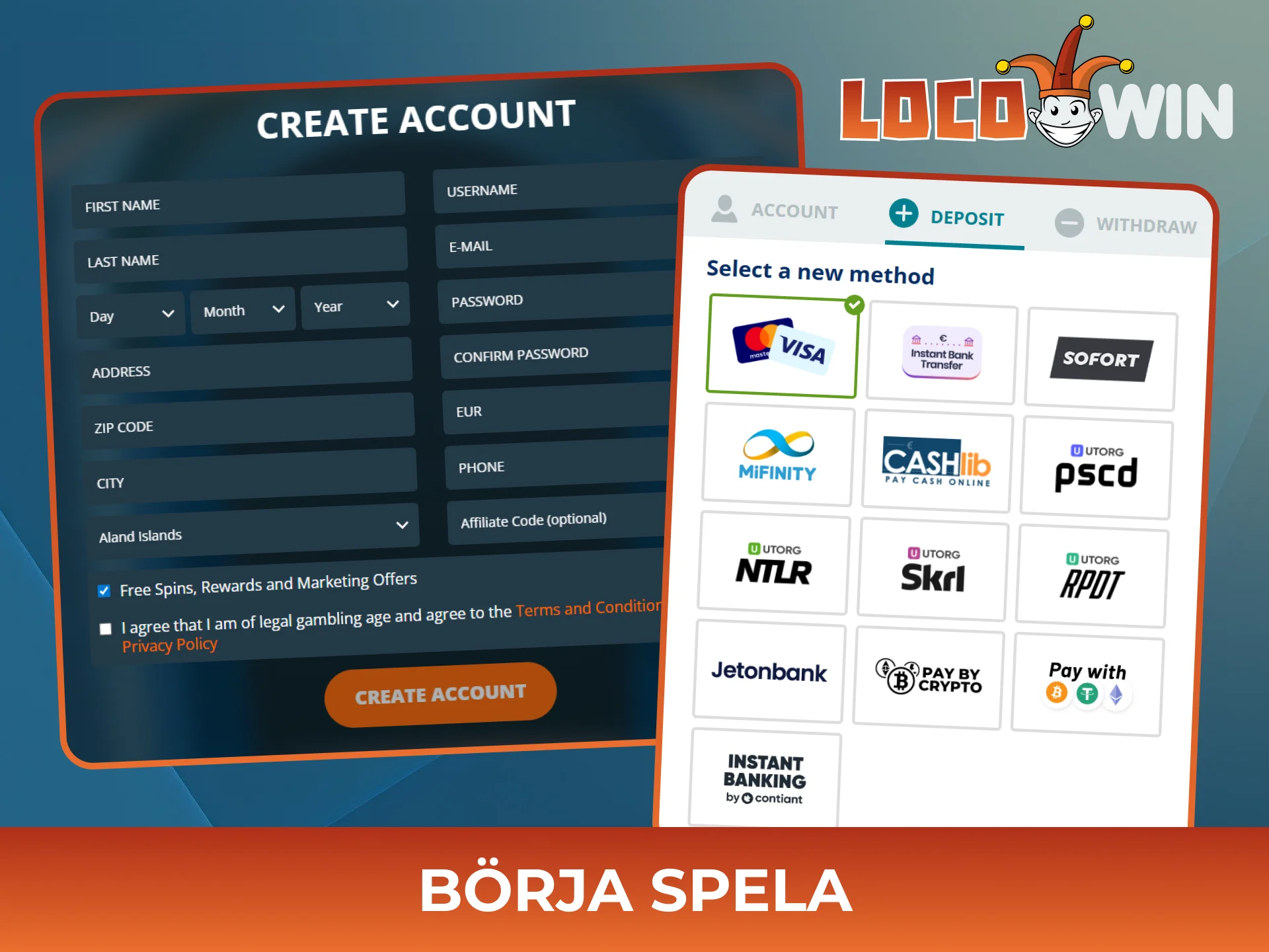 Skapa ditt konto hos Locowin och hämta din första välkomstbonus.