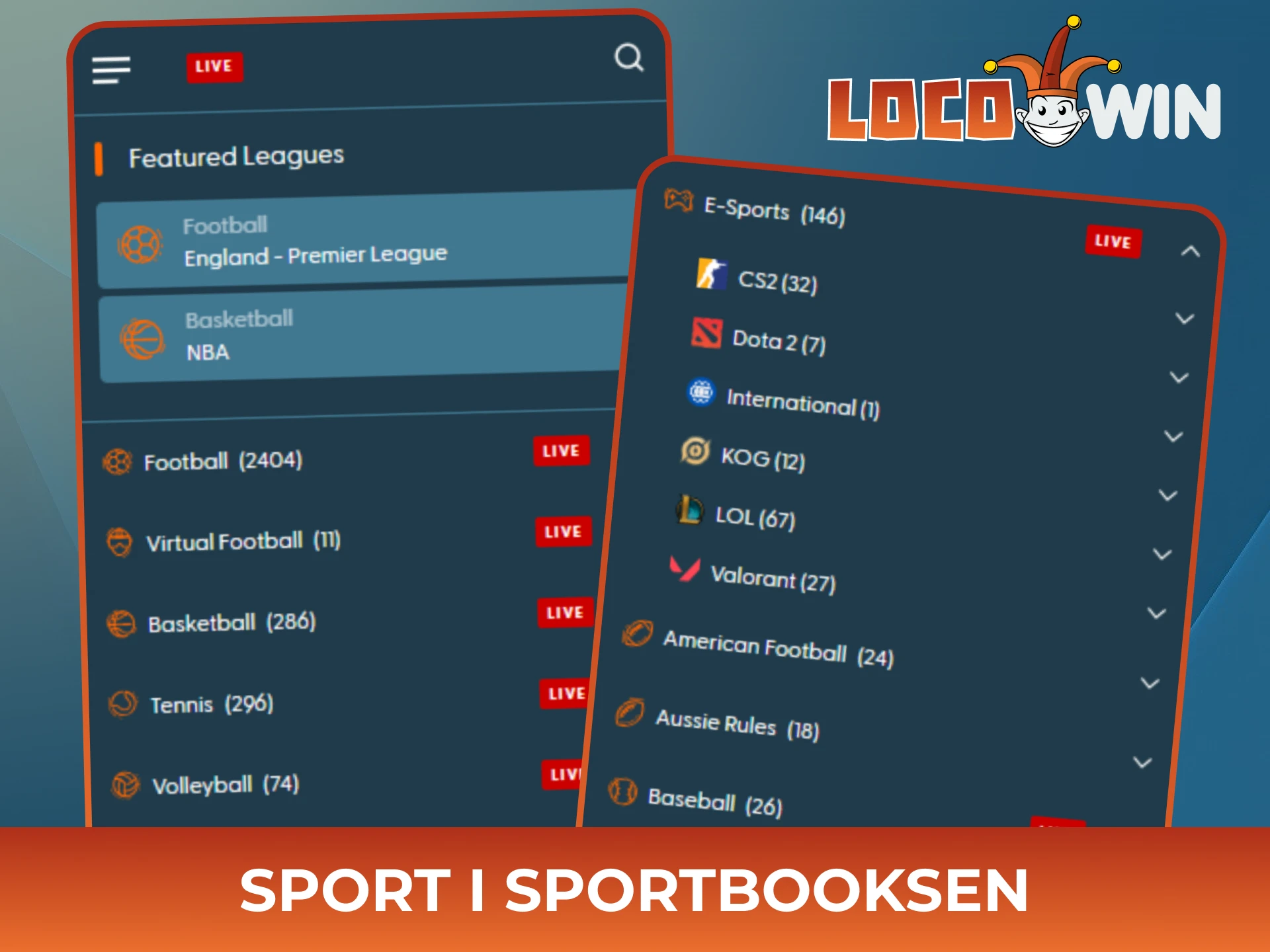 Satsa på dina favoritmatcher i den stora Locowin sportbooksen idag.