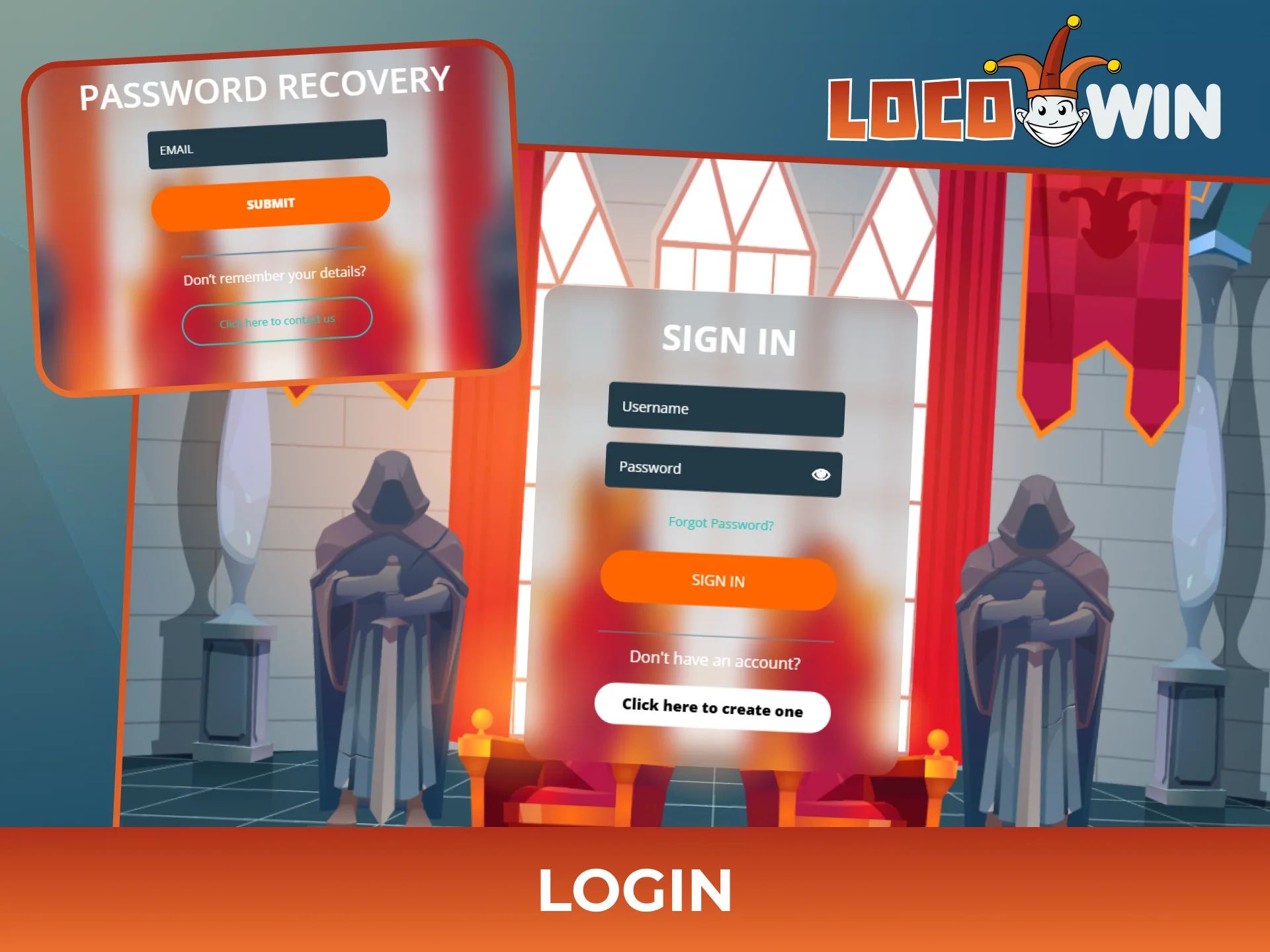 Login in few steps at Locowin casino.