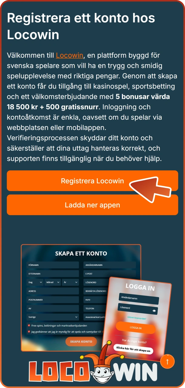Klicka på den här knappen för att gå med i Locowin och få välkomstbonusen.