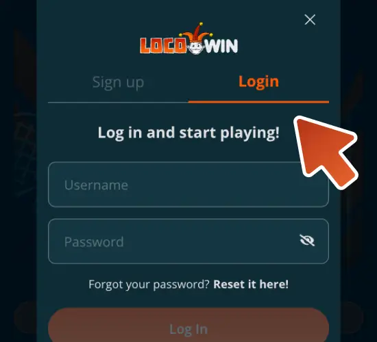 Sign up or log in to your Android Locowin app account.